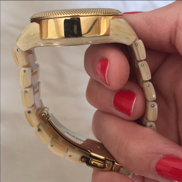 Acetate & Gold Tone Watch w/Crystal Detail - Picture 4 of 4